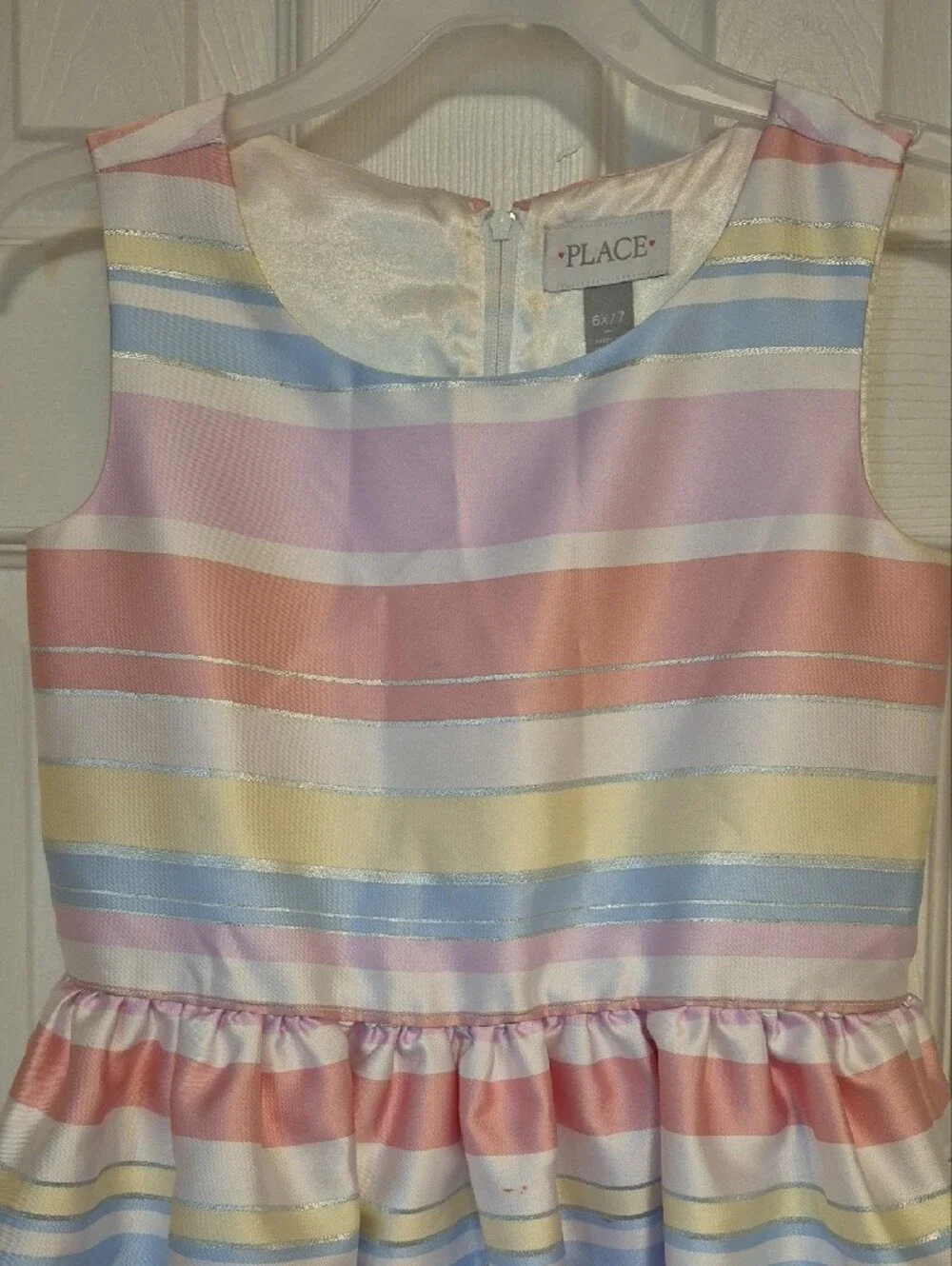 The Children's Place Pastel Striped Sleeveless Party Dress - Pink, Blue, Yellow